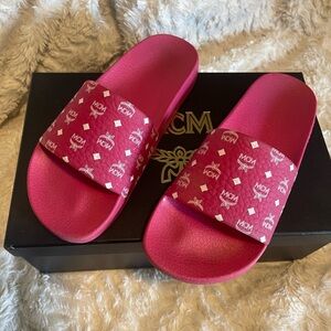 MCM Fuchsia Purple Slide Sandals